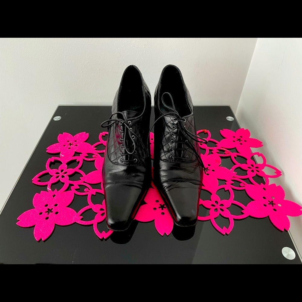 Casual Corner Quilted Strap Leather Heel Bootie